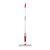 Spray mop with grey handle and pink accents, upright on white background