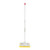 White and grey flat mop with yellow sponge head, shown upright on white background