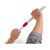 Grey and white mop head with pink fitting being screwed onto mop pole, shown by hand