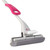 Pink and grey sponge mop with scrub brush attachment, shown at an angle.