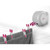 Grey retractable washing line with pink pegs and towel, wall-mounted indoor use.