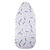 Tabletop ironing board with white patterned cover and foldable metal legs
