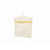 White peg bag with yellow fish pattern and yellow trim on hanger