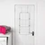White over door towel rail with three hanging bars, shown holding grey and pink towels.