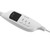 White control unit for heated blanket on dark grey fleece fabric