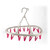 White oval hanging clothes airer with pink pegs for drying small laundry items