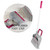Grey and pink dustpan and brush set with handy rubber foot step, shown sweeping crumbs.