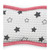 Pack of three grey baby burp cloths, two star print, one textured, front view