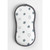 White baby burp cloth with grey stars and grey trim, shown flat.