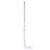 White ironing board cover with blue and grey geometric print, shown flat.