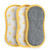 Set of three washable yellow-trim cleaning pads, one grey and two with bee print.