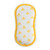 White baby burp cloth with yellow bee pattern and yellow trim, shown flat
