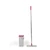 Flat mop and grey cleaning bucket with pink trim, shown upright for product display.