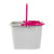 White plastic mop bucket with pink wringer and handle, side view
