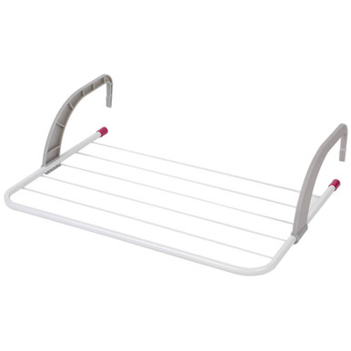 6-Bar Radiator Attachable Airer for Hand Towels or Clothes, Grey/Pink