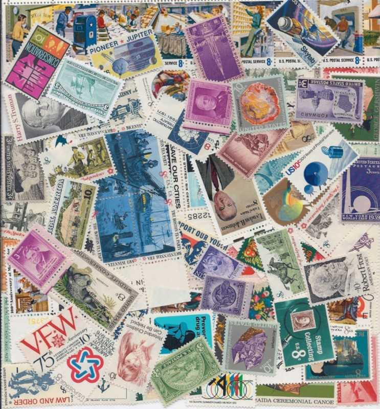 US Stamp Collection 100 Different Mint At Least 10 Stamps Over 50