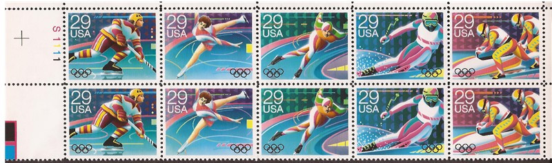 US Stamp 1992 Summer Olympics Plate Block of 10 Stamps