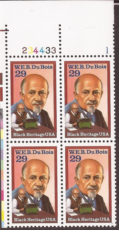 US Stamp 1992 Black Heritage W.E.B. DuBois 4 Stamp Plate Block 2617