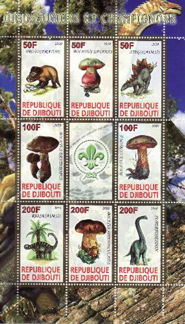 Dinosaurs & Mushrooms - Mint Sheet of 8 MNH - SV0691
