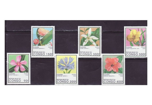 Congo - Flowers on Stamps - 6 Stamp Mint Set MNH - 1109-14