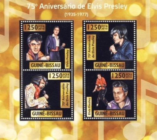 Guinea-Bissau - Elvis 4 Stamp Mint Silver Sht GB10308as