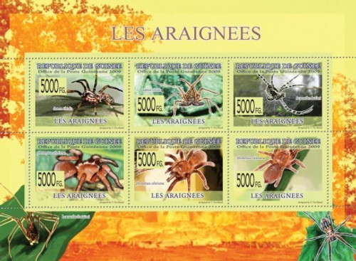 Guinea - Spiders - 6 Stamp Mint Sheet MNH - 7B-1099