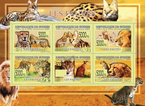 Guinea - Wild Animals - 6 Stamp Mint Sheet MNH 7B-1101
