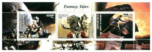 Fantasy Tales on Stamps - 3 Stamp Mint Strip - MNH - 7818