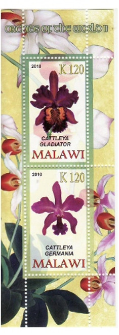 Malawi - Orchid Flowers on Stamps - 2 Stamp Mint Sheet MNH SV0749