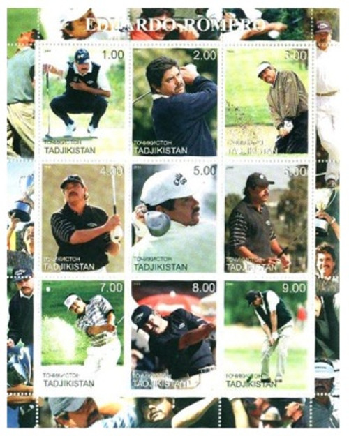 PGA Golfer Eduardo Romero on Stamps Sheet of 9 J069