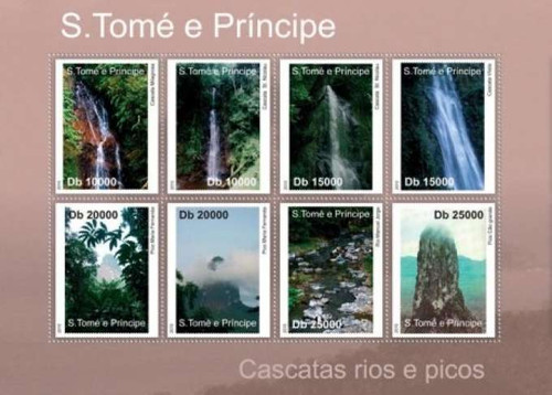 St Thomas - Waterfalls on Stamps - 8 Stamp Mint Sheet - ST10603a