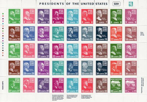 Marshall Islands 2005 US Presidents 45 Stamp Sheet Scott #847