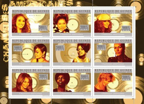 Guinea - American Singers - 9 Stamp Mint Sheet 7B-1246