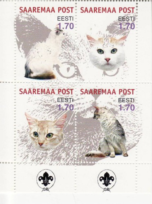 Cats on Stamps - 4 Stamp Mint Sheet MNH - 5F-026