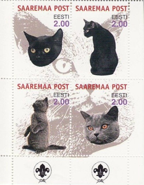 Cats on Stamps - 4 Stamp Mint Sheet MNH - 5F-032