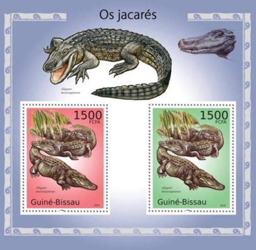 Guinea-Bissau - Alligators - 2 Stamp Sheet MNH GB10601b