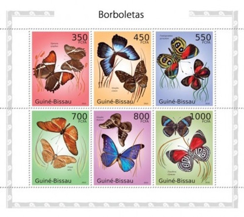 Guinea-Bissau - Butterflies on Stamps - 6 Stamp Sheet MNH GB10603a