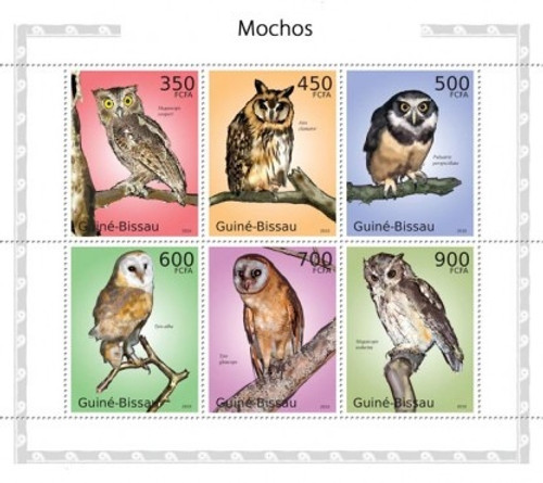 Guinea-Bissau - Owls - 6 Stamp Mint Sheet - GB10614a