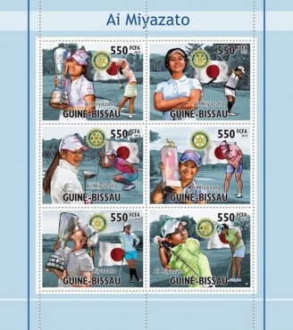 Guinea-Bissau - Miyazato & Golf 6 Stamp Sheet GB10516a