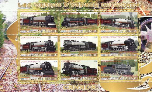 Djibouti - Steam Trains - 9 Stamp Mint Sheet MNH SV0785