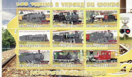 Djibouti - Steam Trains - 9 Stamp Mint Sheet MNH SV0786