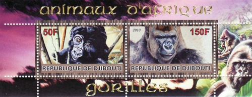 Djibouti - Gorillas - 2 Stamp Mint Sheet MNH SV0799