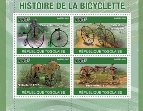 Togo - Bicycles - 4 Stamp Mint Sheet MNH 20H-112