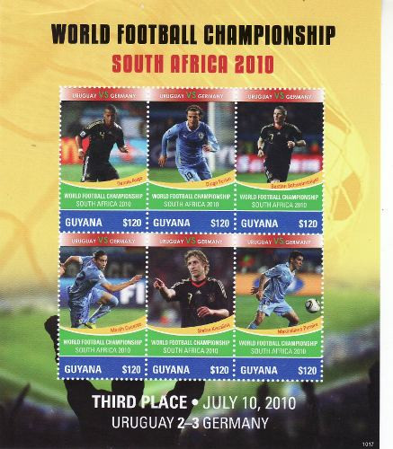 Guyana - World Cup Football Uruguay vs Germany 6 Stamp Sheet GUY1017H
