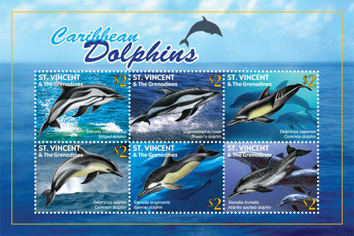 St Vincent - Dolphins - 6 Stamp Mint Sheet SAV1043H