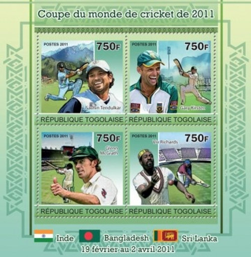 Togo - Cricket World Cup - 4 Stamp Mint Sheet 20H-132
