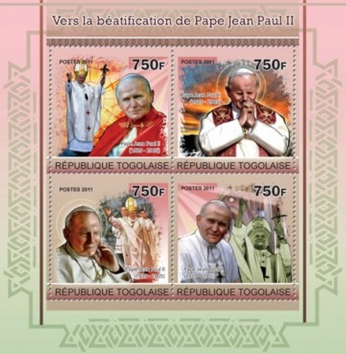 Togo - Pope John Paul II - 4 Stamp Mint Sheet 20H-136