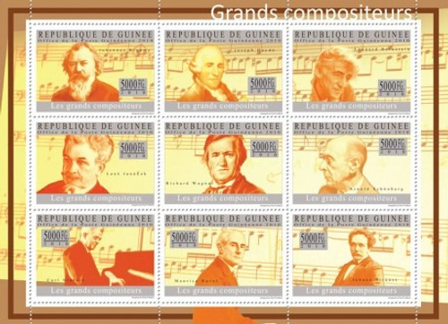 Guinea - Composers - 9 Stamp Mint Sheet 7B-1348
