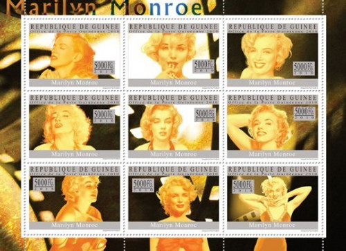 Guinea - Marilyn Monroe on Stamps - 9 Stamp Mint Sheet 7B-1354