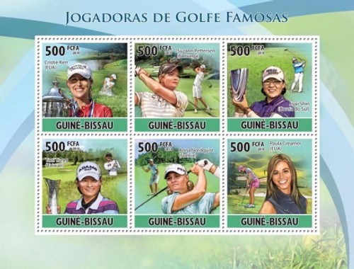 Guinea-Bissau - Women Golf Players - 6 Stamp Sheet MNH GB10717a